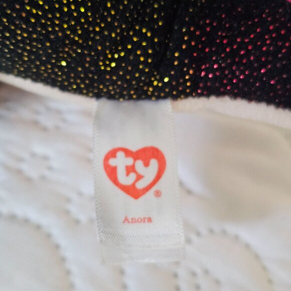 Ty Beanie Babies Anora Rainbow Winged Black Sparkly Dragon Plush Toy 2018 - Picture 4 of 8